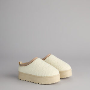 Cloud Club Faux Sherpa Platform Slippers