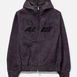 ALIS Cochet Hooded Denim Jacket With Chest Embroidery