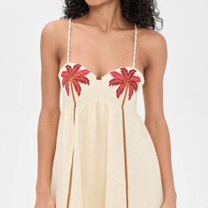 FARM Rio Coconut Tree Embroidered Mini Dress