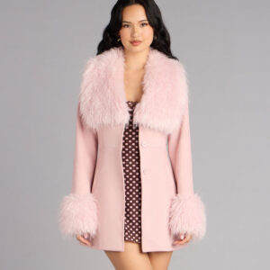 Cold Girl Couture Faux Fur Suede Trench Coat