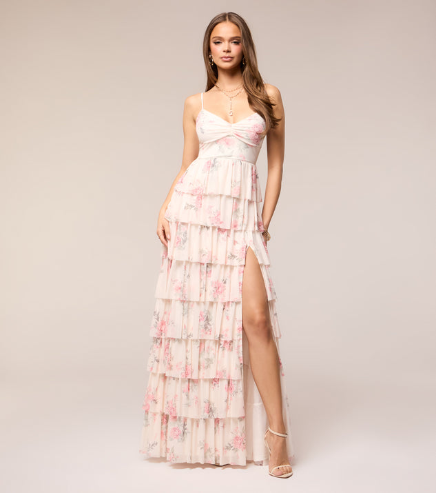 Windsor Colette Floral Ruffle Formal Dress