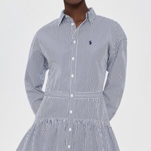 Collared Long Sleeve Shirt Dress