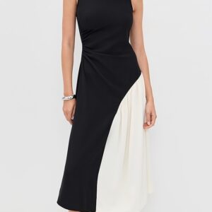 Another Girl Colourblock Ruched Midi Dress