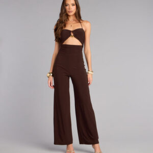 Windsor Confident Feel Halter Cutout Wide-Leg Jumpsuit Confident Feel Halter Cutout Wide-Leg Jumpsuit