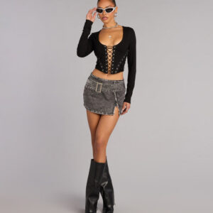 Windsor Confident Moves Lace-Up Long Sleeve Crop Top Confident Moves Lace-Up Long Sleeve Crop Top