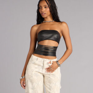 Windsor Confidently Bold Strappy Faux Leather Tube Top Confidently Bold Strappy Faux Leather Tube Top