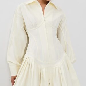 Tolu Coker Contour Bustier Pleated Shirt Dress