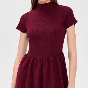 Another Girl Contrast V-Waist Knit Mini Dress
