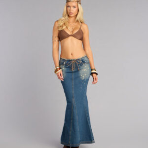 Windsor Cool Girl Code Lace Up Denim Maxi Skirt Cool Girl Code Lace Up Denim Maxi Skirt