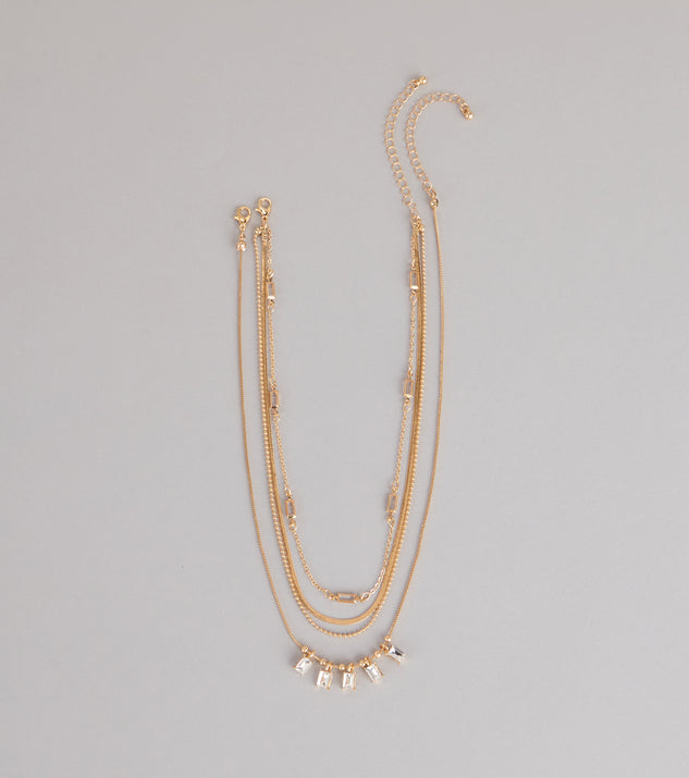 Windsor Cool Girl Shine Rhinestone Layered Necklace Set