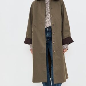 Corduroy Detail Trench Coat