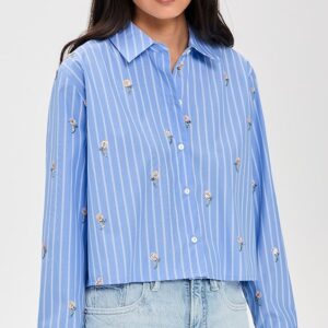 L'AGENCE Cosette Crop High Low Shirt