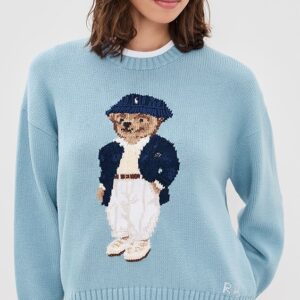 Polo Ralph Lauren Cotton Bear Long Sleeve Crew Neck Pullover