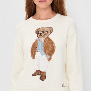 Polo Ralph Lauren Cotton Bear Long Sleeve Crew Neck Pullover