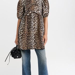 GANNI Cotton Poplin Tie String Mini Dress
