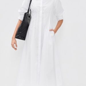 MEIMEIJ Cotton Stretch 3/4 Sleeve Shirt Dress