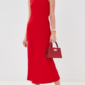 Another Tomorrow Cowl Back Sheath Dress