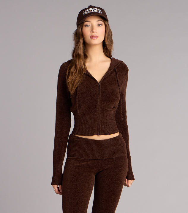 Windsor Cozy Girl Chenille Knit Zip-Up Hoodie