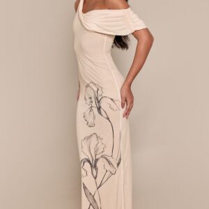 PrettyLittleThing Cream Floral Print Drape Asymmetric Maxi Dress Cream Floral Print Drape Asymmetric Maxi Dress