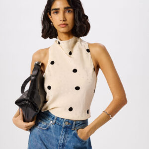 Cream Jacquard Spot Satin Halterneck Cream Jacquard Spot Satin Halterneck