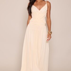PrettyLittleThing Cream Mesh Cross Over Strappy Maxi Dress Cream Mesh Cross Over Strappy Maxi Dress