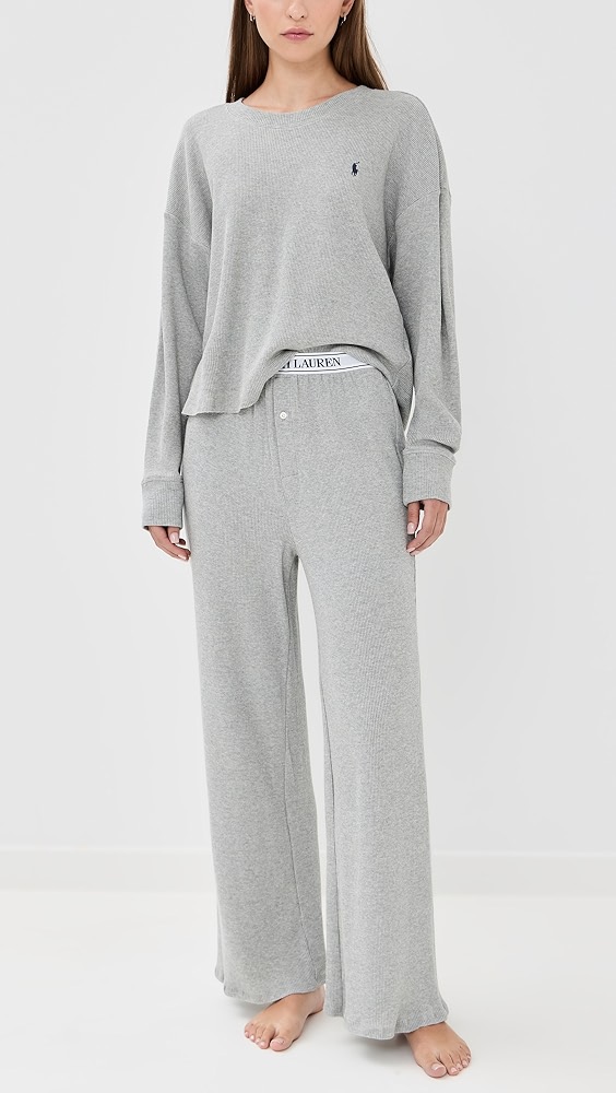 Crew Neck Wide Leg Pajama Set 2