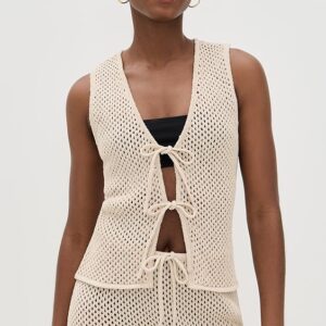 Crochet Knit Tie Front Top