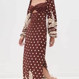 Cropped Palm Tree Print Crepe Dress