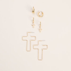 Cross Check Huggie Earring Three Pack