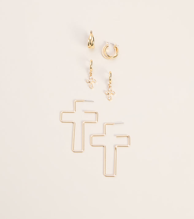 Windsor Cross Check Huggie Earring Three Pack