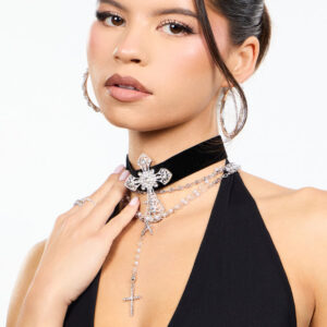 Cross My Heart Velvet Choker Necklace