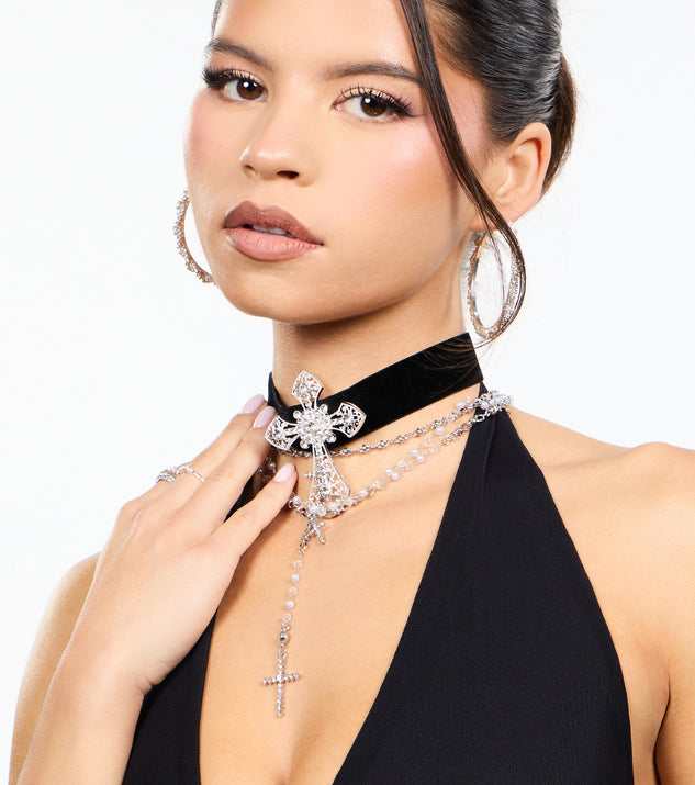 Windsor Cross My Heart Velvet Choker Necklace