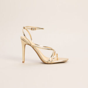Crossed Plans Metallic Strappy Heels