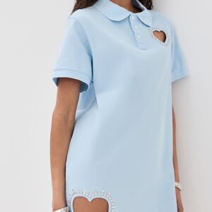 AREA Crystal Heart Cutout Polo Dress