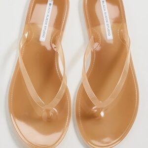 Black Suede Studio Crystal Jelly Flip Flops