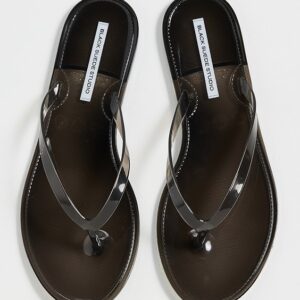 Black Suede Studio Crystal Jelly Flip Flops