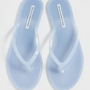 Black Suede Studio Crystal Jelly Flip Flops
