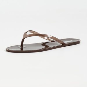 Black Suede Studio Crystal Jelly Flip Flops