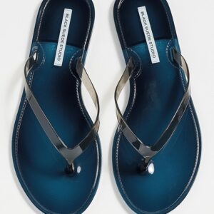 Black Suede Studio Crystal Jelly Flip Flops