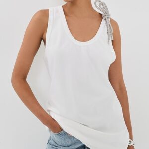 AREA Crystal Knot Tank Top