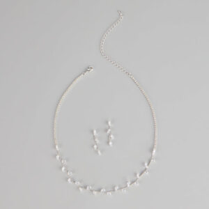 Dainty Shine Rhinestone Necklace And Earrings Set