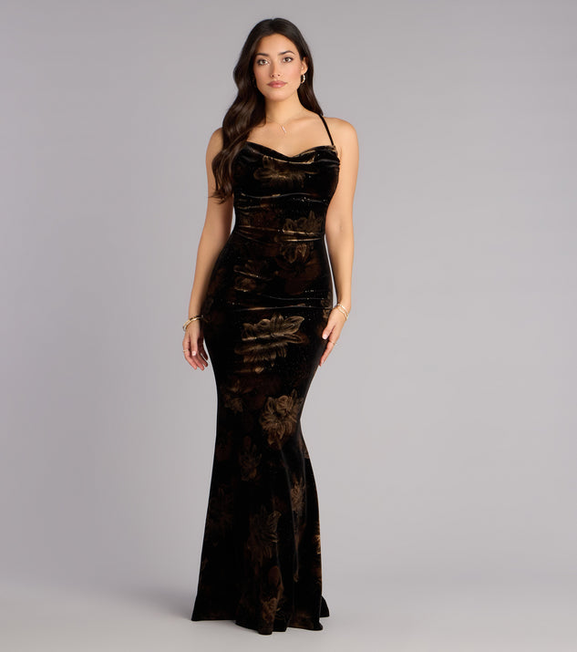 Windsor Dalia Floral Velvet Mermaid Formal Dress