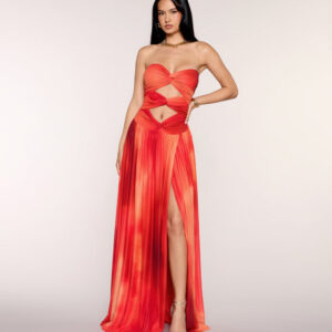 Dallas Mesh Print Bead Formal Dress
