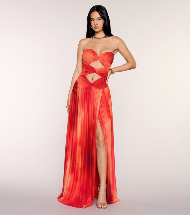 Windsor Dallas Mesh Print Bead Formal Dress