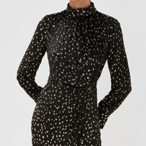 SIMKHAI Daphne Long Sleeve Draped Mock Neck Mini Dress