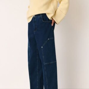 Dark Denim Barrel Mid Rise Trouser Dark Denim Barrel Mid Rise Trouser