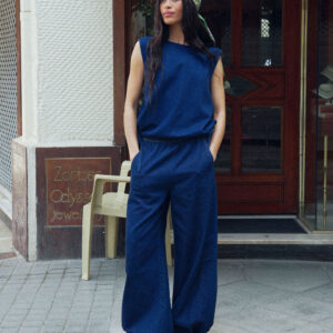 Dark Denim Tie Hem Balloon Trouser Dark Denim Tie Hem Balloon Trouser