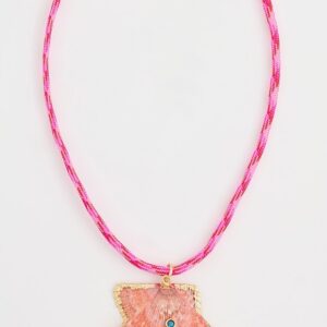 Dark Pink Rope Seashell Necklace