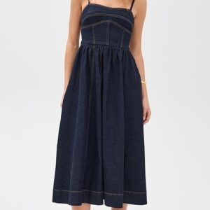 Denim Corset Midi Dress 33"