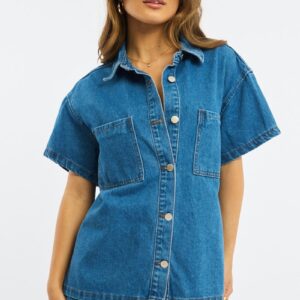 Denim Denim Shacket Short Sleeve